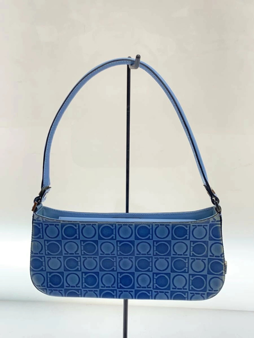 Salvatore Ferragamo Gancini Handbag Leather Blue All over